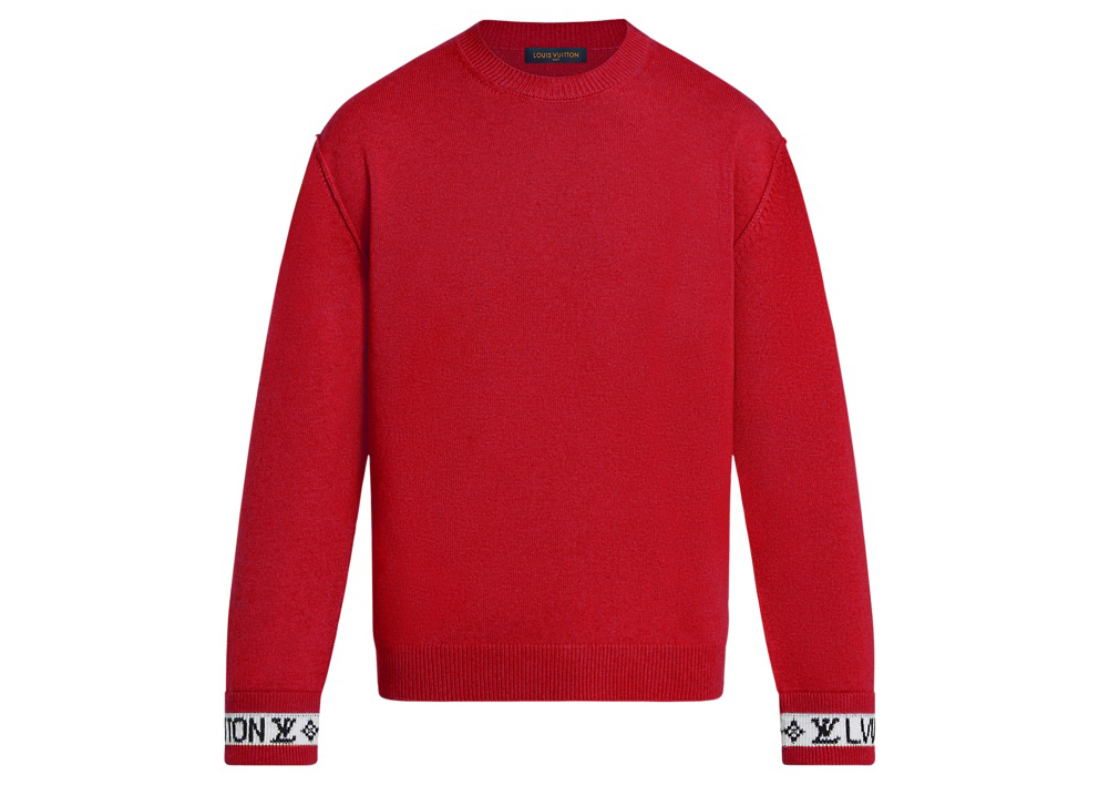 streetwear Louis Vuitton LV Cuffs Cashmere Crewneck Red