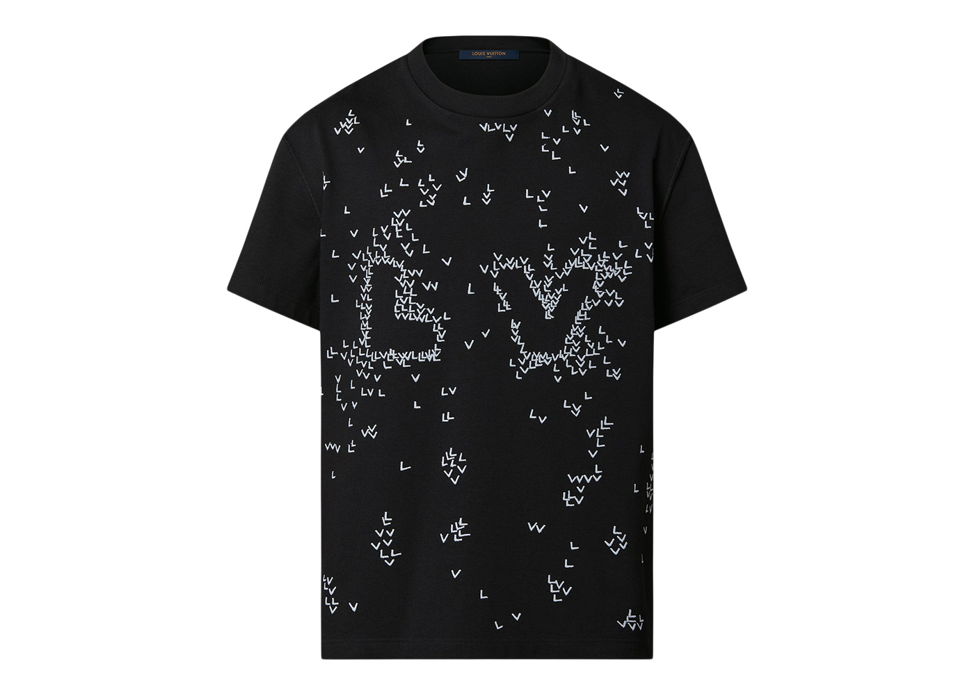 streetwear Louis Vuitton LV Spread Embroidery T-Shirt Black
