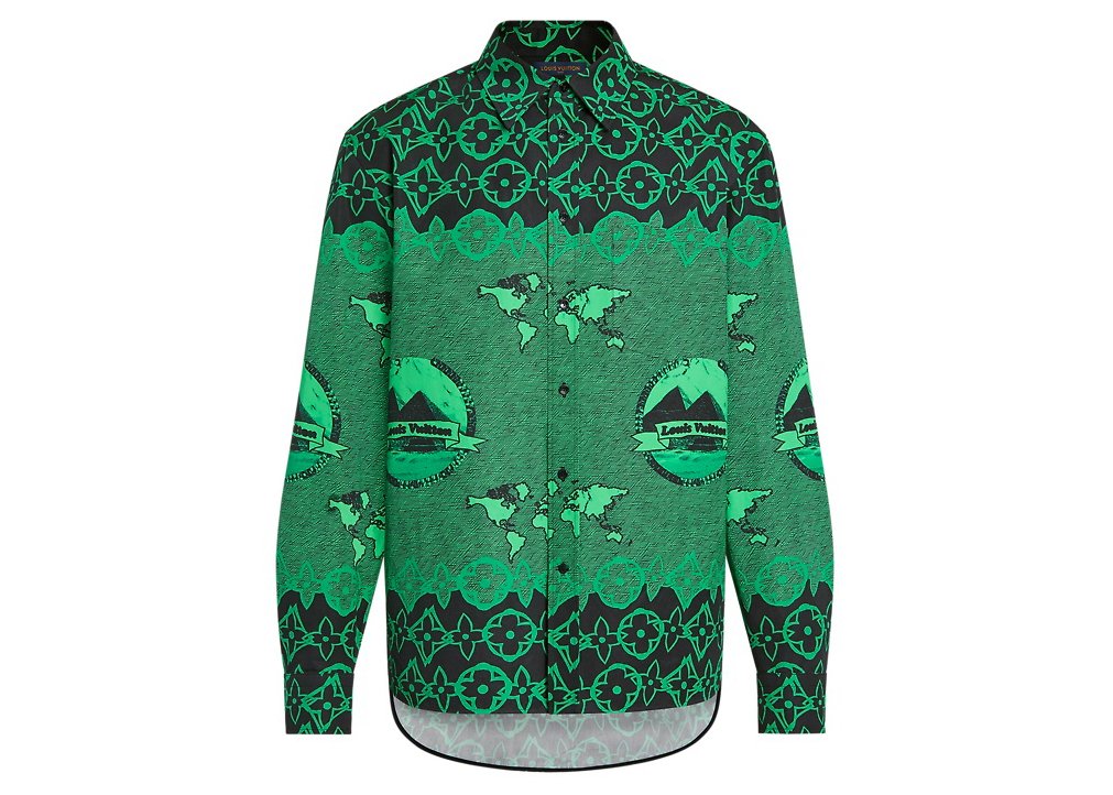 streetwear Louis Vuitton LV Wax Oversized Business Shirt Green