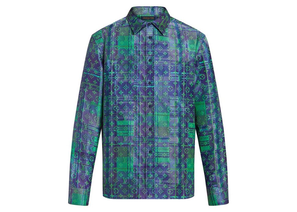 streetwear Louis Vuitton Monogram Neon Check Oversized Business Shirt Multicolor