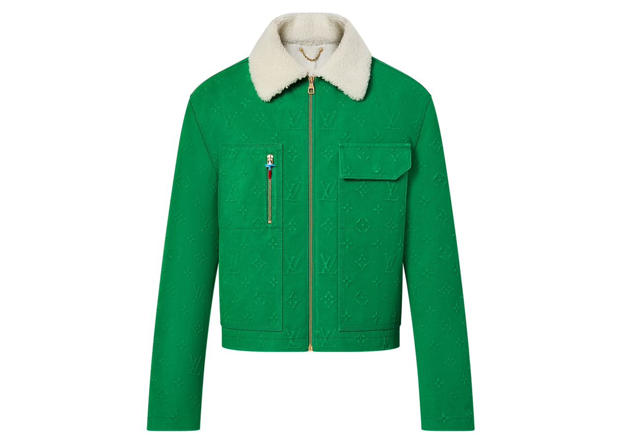 streetwear Louis Vuitton Monogram Workwear Denim Jacket Green