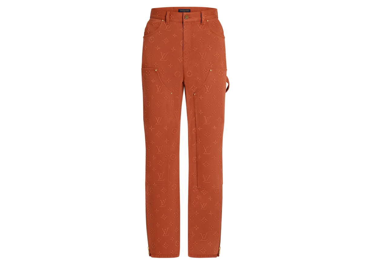 streetwear Louis Vuitton Monogram Workwear Denim Pants Brown