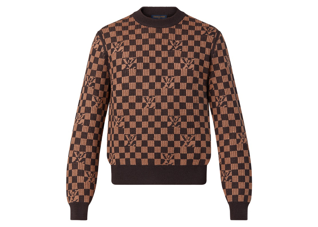 streetwear Louis Vuitton Ribbed Damier Crewneck Brown