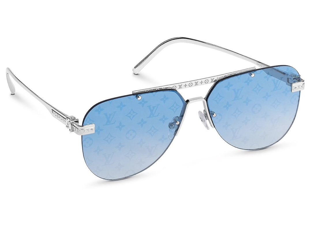 Louis Vuitton Sunglasses LV Ash Monogram Silver/Blue streetwear