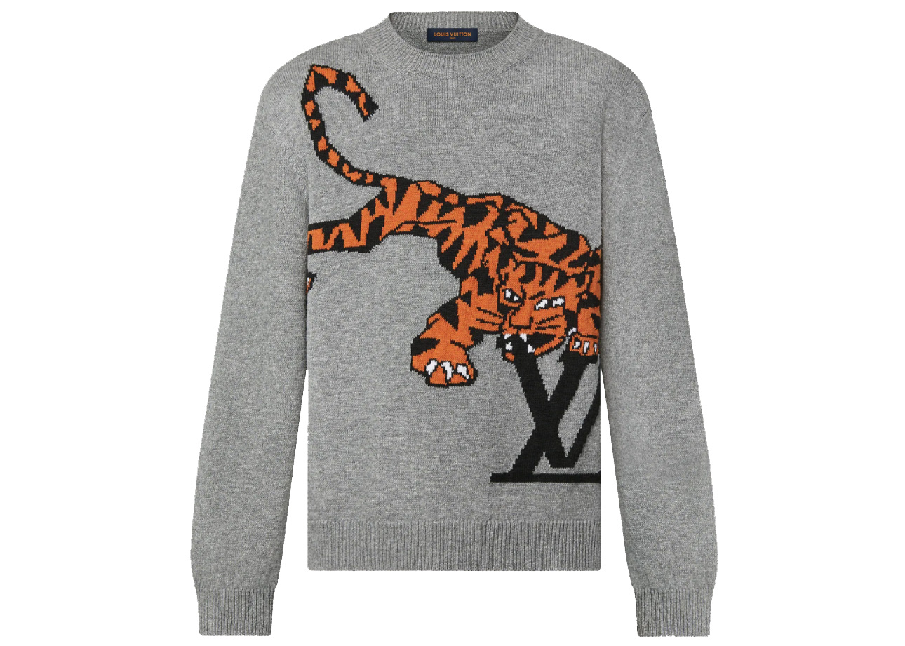 streetwear Louis Vuitton Tiger Intarsia Pullover Grey