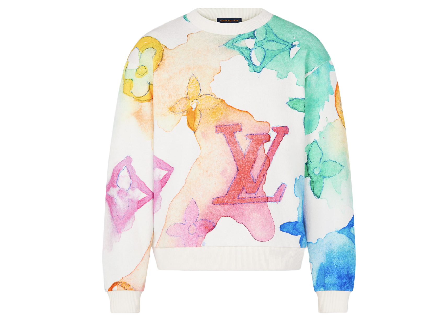 streetwear Louis Vuitton Watercolor Giant Monogram Sweatshirt White