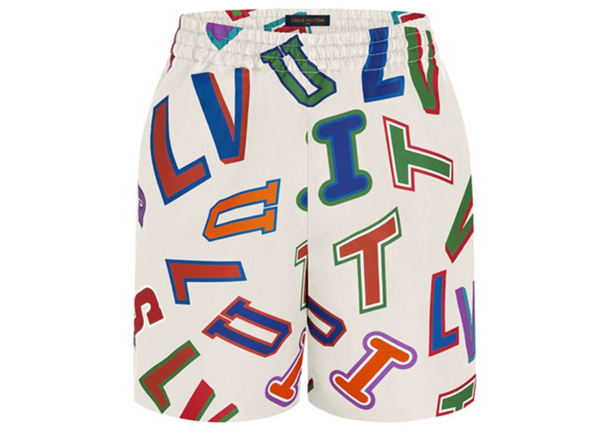 streetwear Louis Vuitton x NBA Basketball Letters Shorts Beige