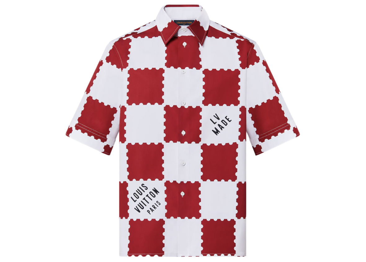 streetwear Louis Vuitton x Nigo Giant Damier Short-Sleeved Shirt Garnet Red
