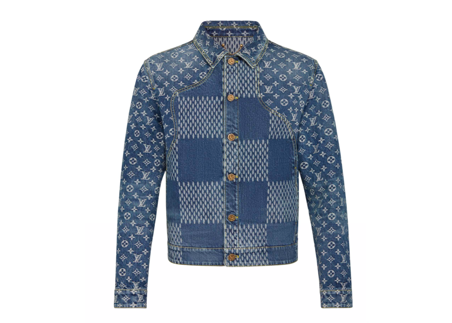 streetwear Louis Vuitton x Nigo Giant Damier Waves MNGM Denim Jacket Indigo