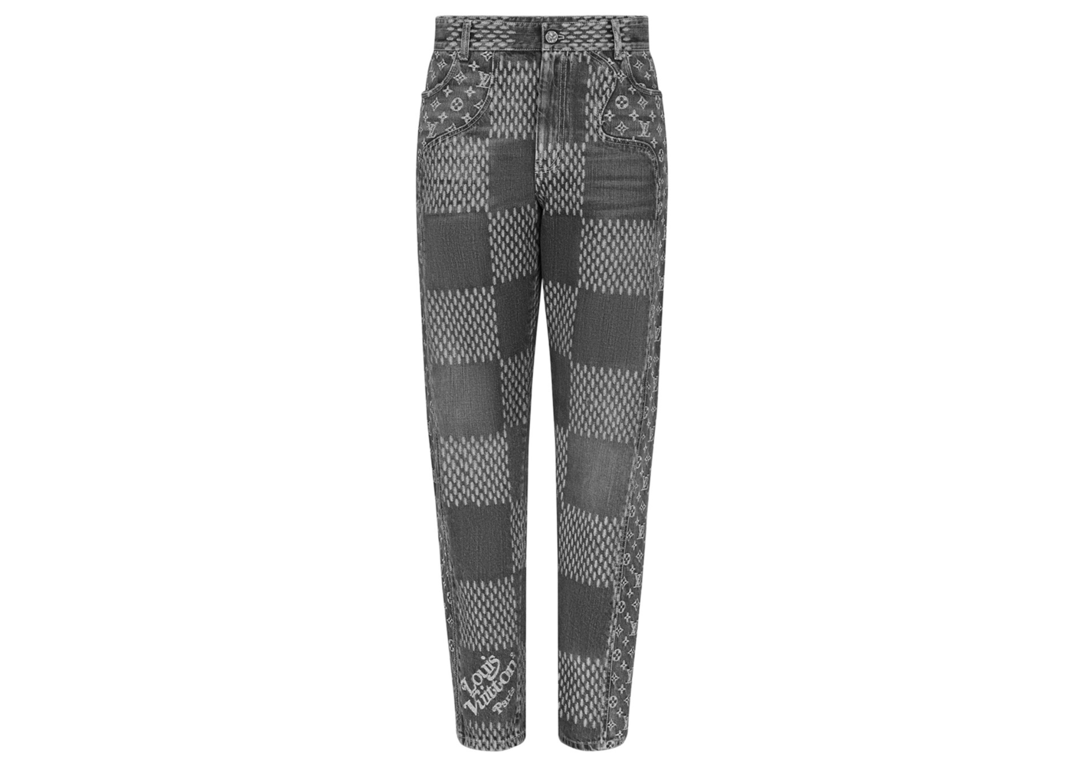 streetwear Louis Vuitton x Nigo Giant Damier Waves MNGM Denim Pants Noir