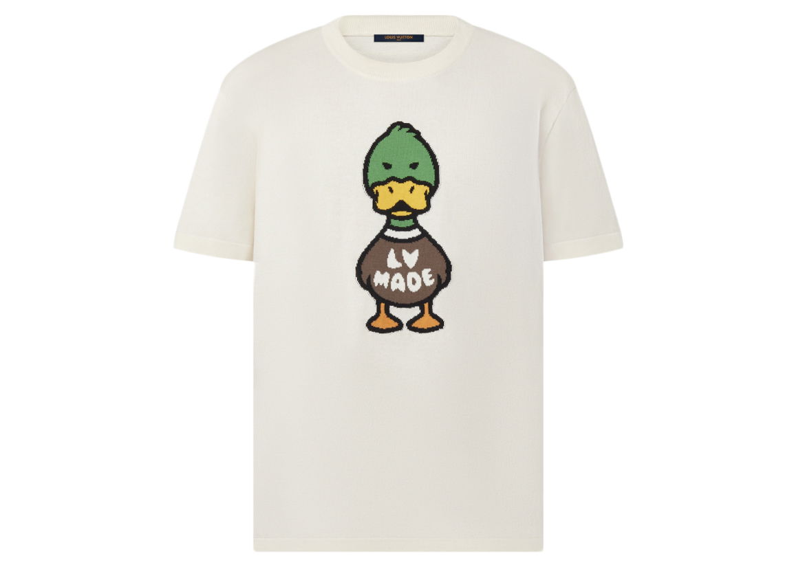 streetwear Louis Vuitton x Nigo Intarsia Jacquard Duck Short-Sleeved Creneck Off White