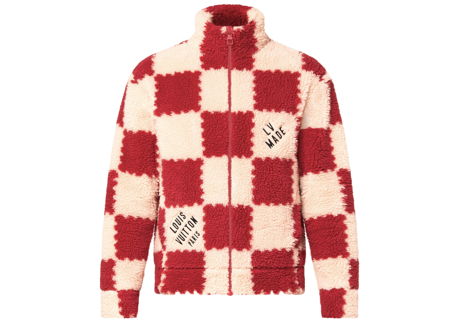 streetwear Louis Vuitton x Nigo Jacquard Damier Fleece Blouson Garnet Red
