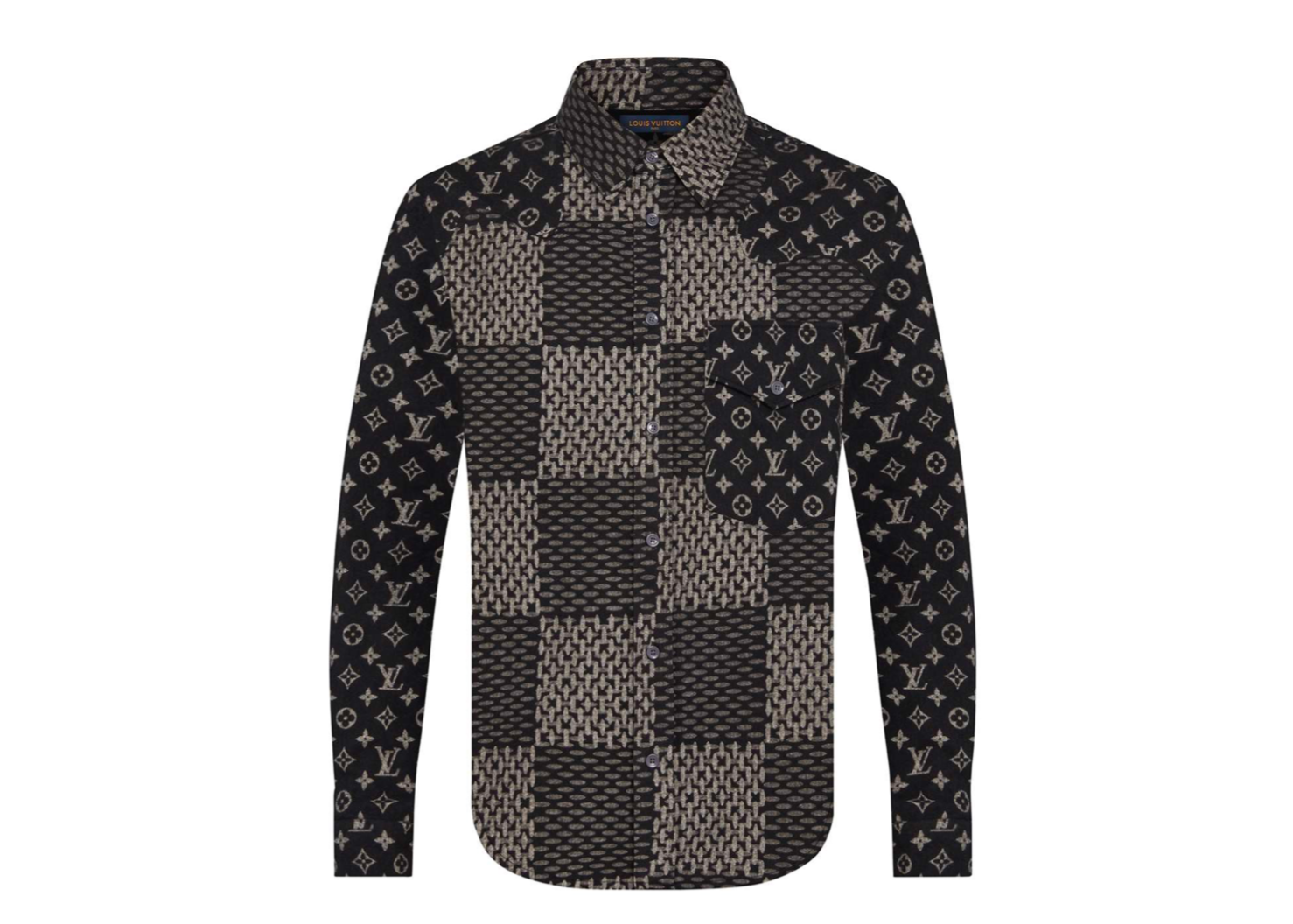 streetwear Louis Vuitton x Nigo MNGM Waves Giant Damier Flannel Shirt Charbon