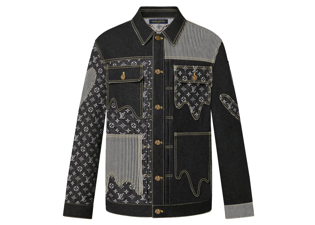 streetwear Louis Vuitton x Nigo Monogram Crazy Denim Workwear Jacket Black