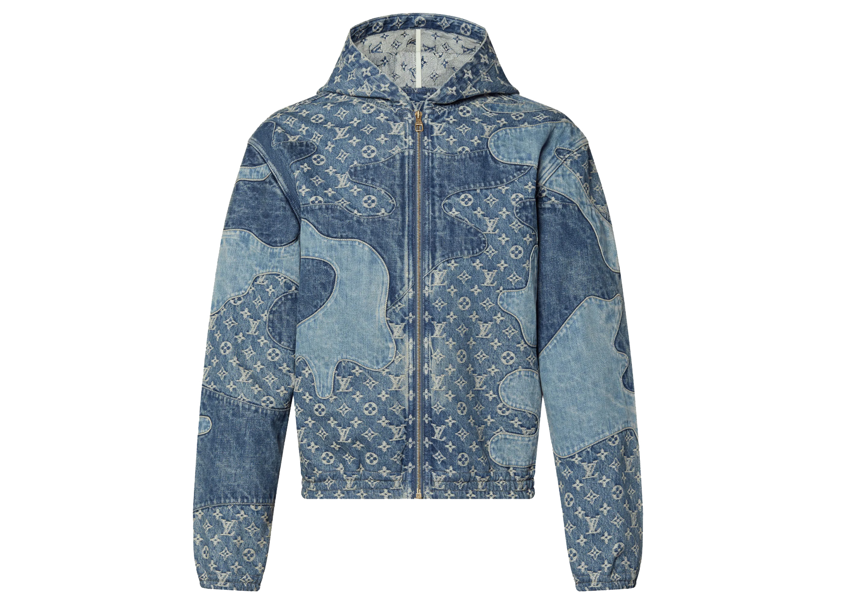 streetwear Louis Vuitton x Nigo Monogram Patchwork Denim Hoodie Indigo