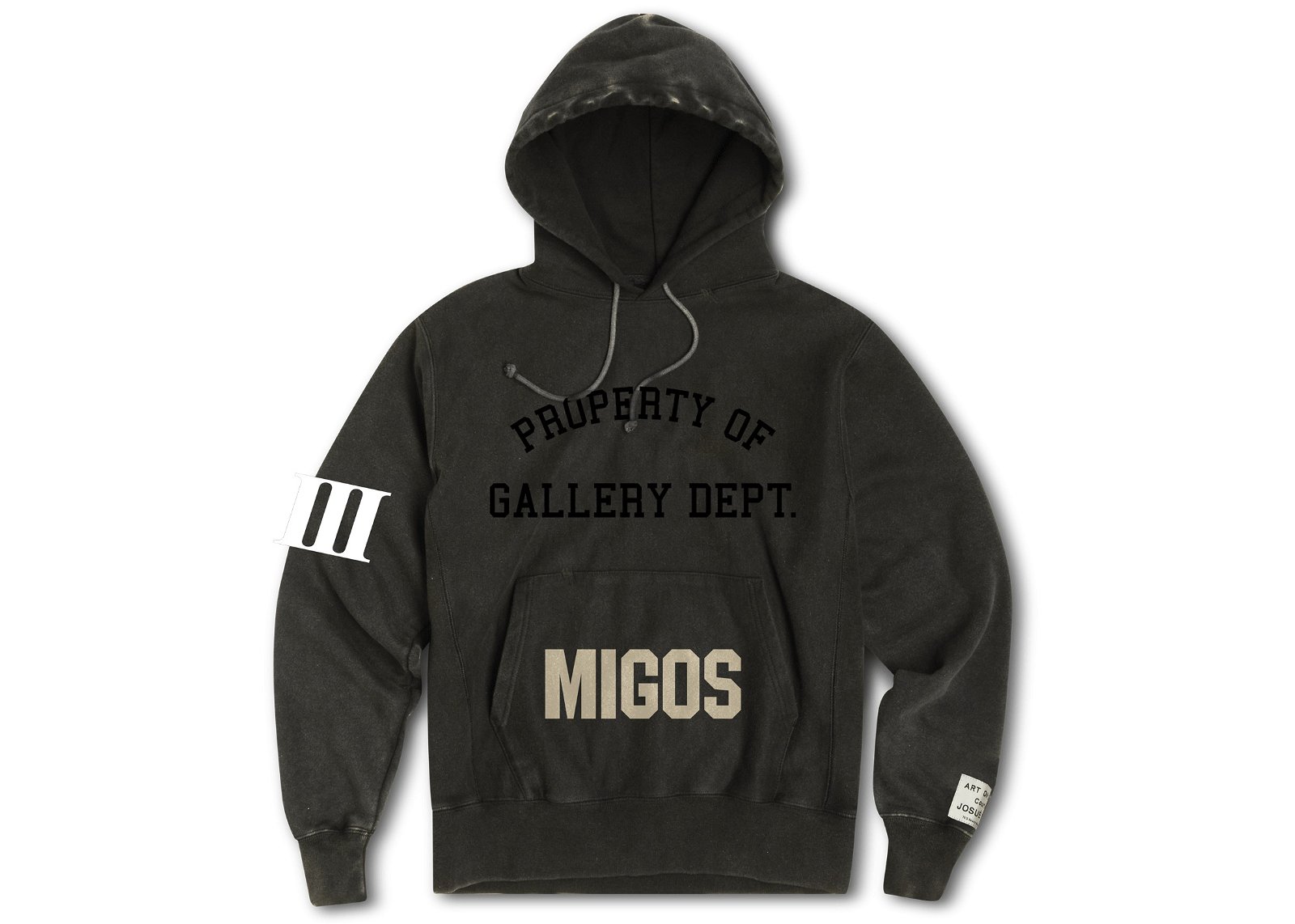 streetwear Migos x Gallery Dept. For Culture III YRN Hoodie Washed Black