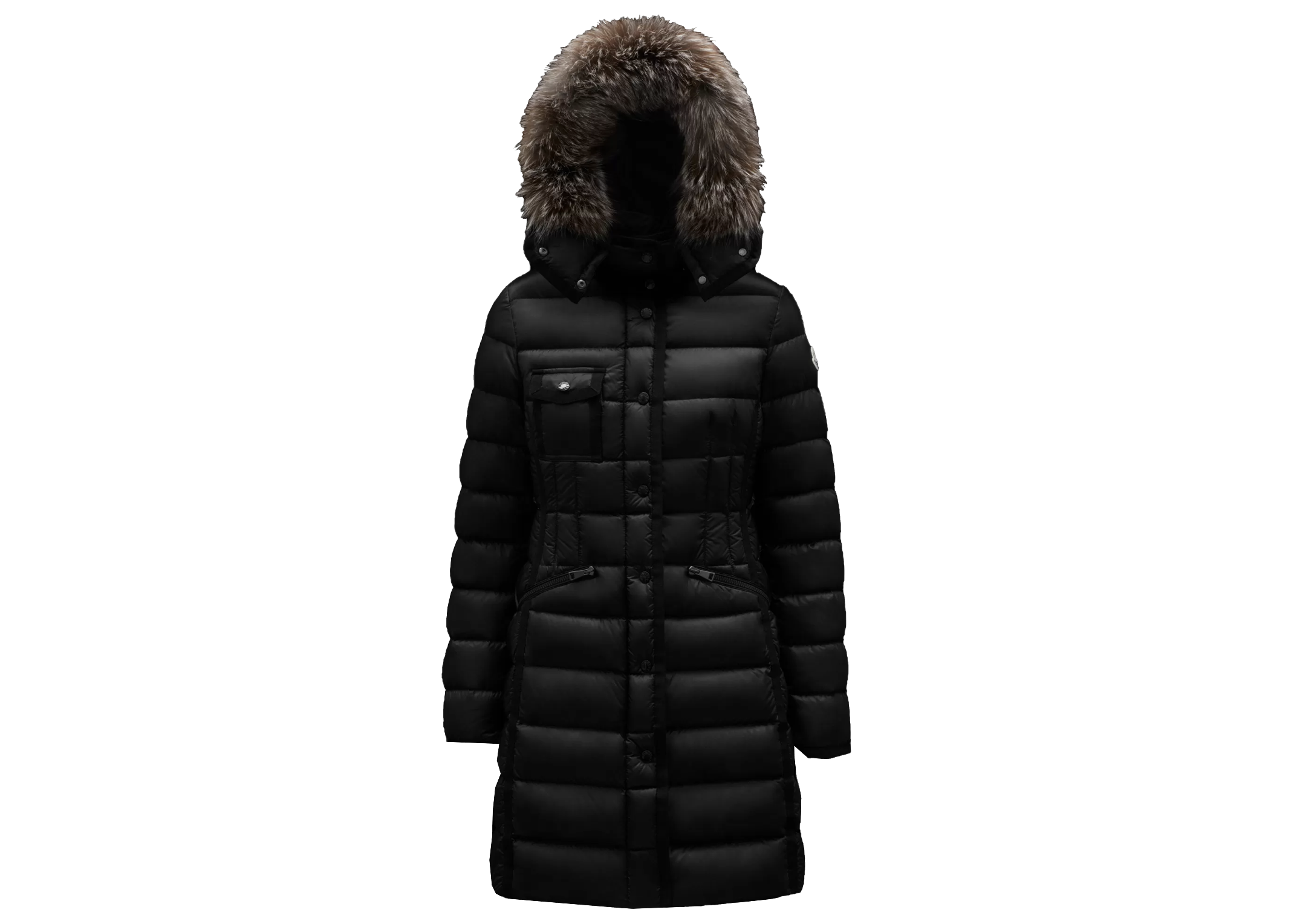 streetwear Moncler Hermifur Long Down Jacket Black