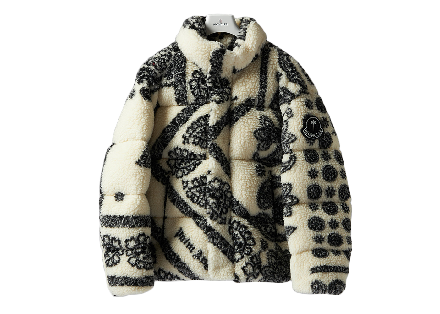 streetwear Moncler x Palm Angels Baden Paisley Fleece Jacket White Black
