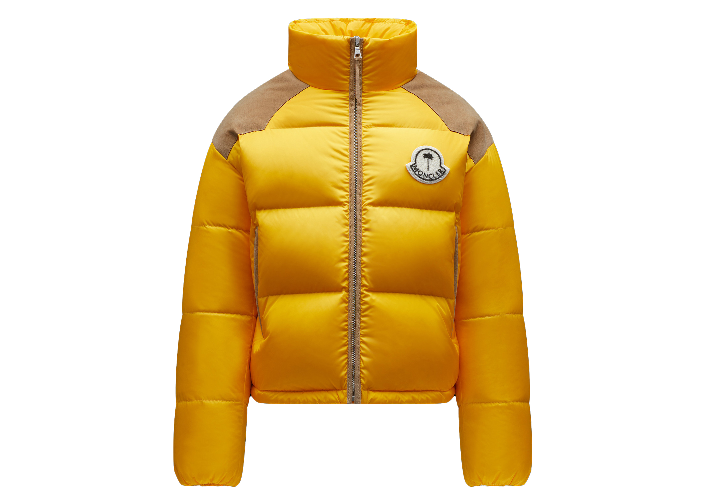 streetwear Moncler x Palm Angels Kelsey Short Down Jacket Mustard Yellow
