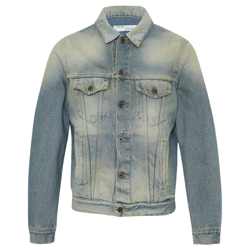 streetwear OFF-WHITE Airport Tape Denim Jacket Vintage Wash Multicolor