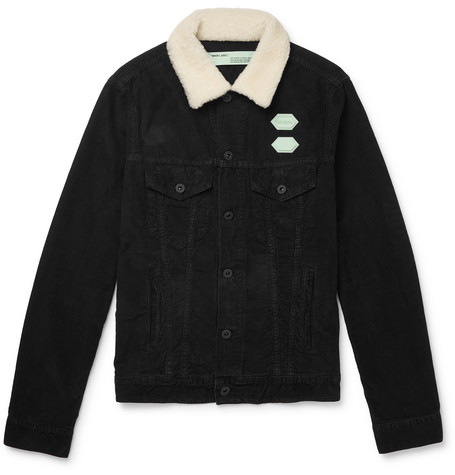 streetwear OFF-WHITE Faux Shearling Corduroy Jacket Black
