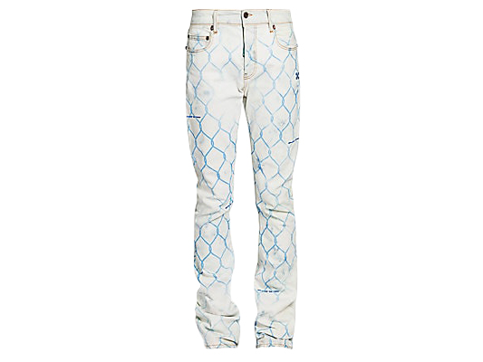 streetwear OFF-WHITE Fence Bleached Skinny Fit Denim Jeans Bleach/Light Blue