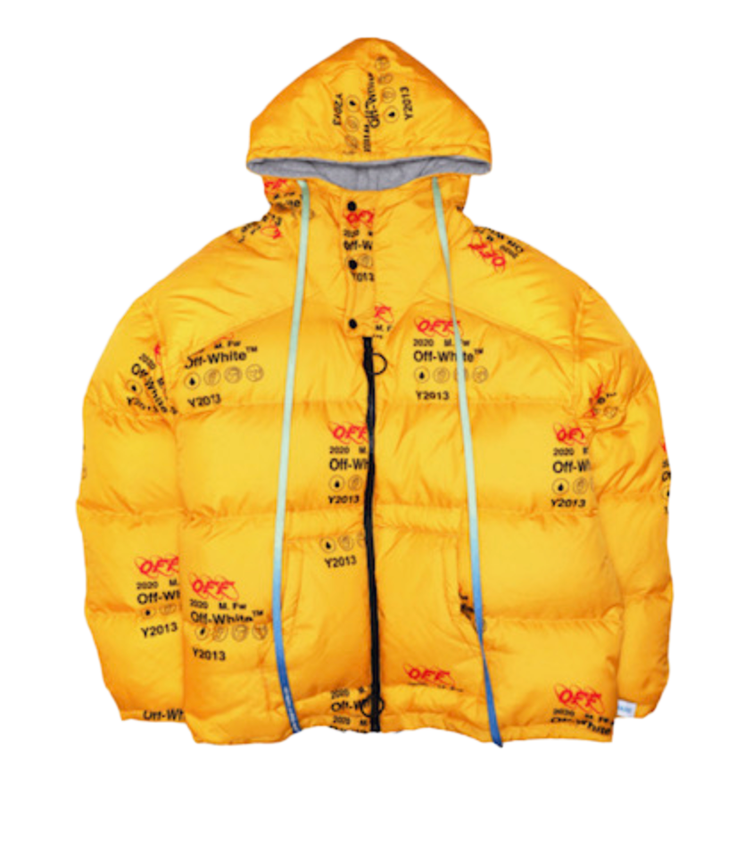 streetwear OFF-WHITE Industrial Zipped Puffer Jacket Yellow