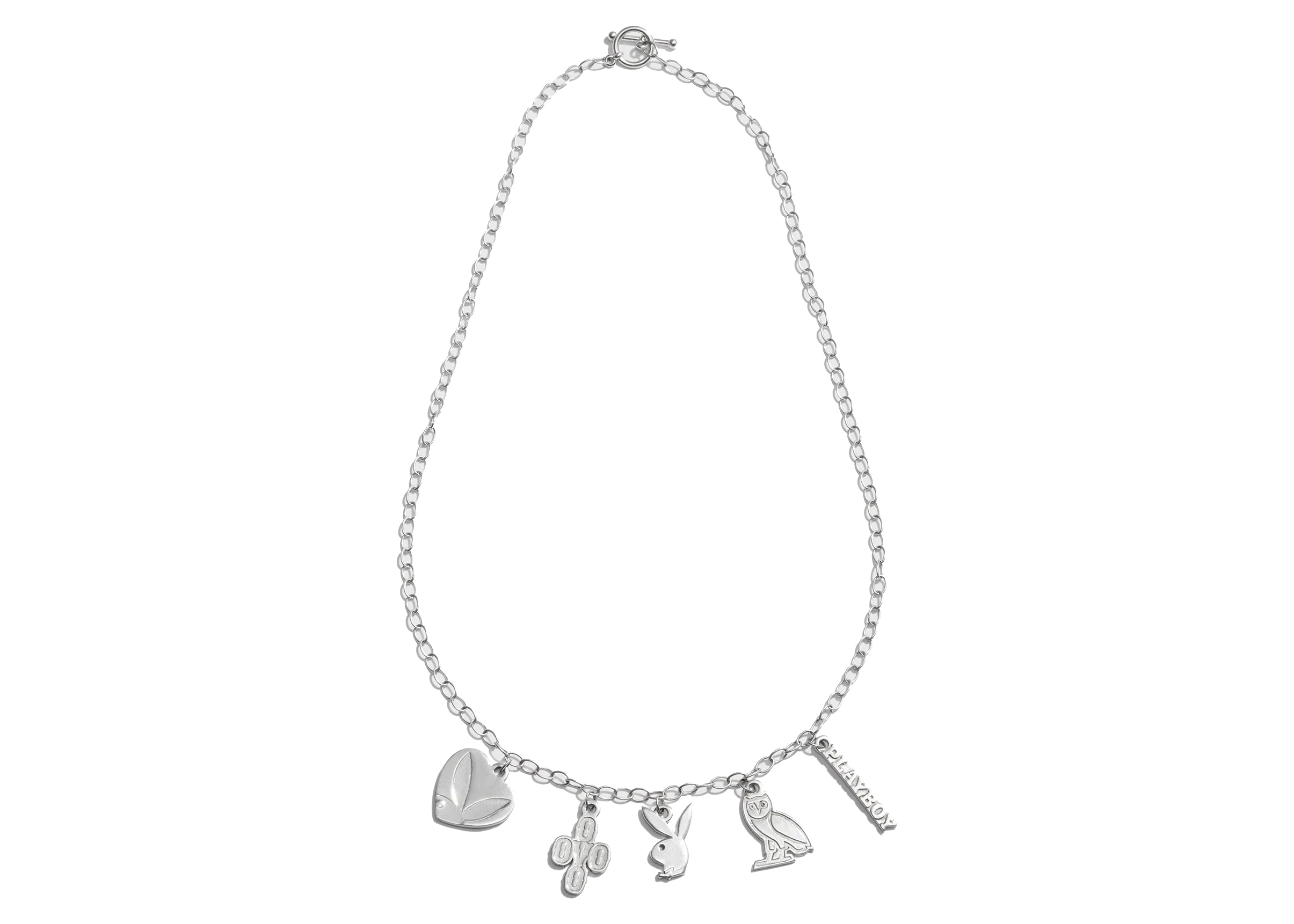 streetwear OVO x PLAYBOY Silver Charm Necklace Silver