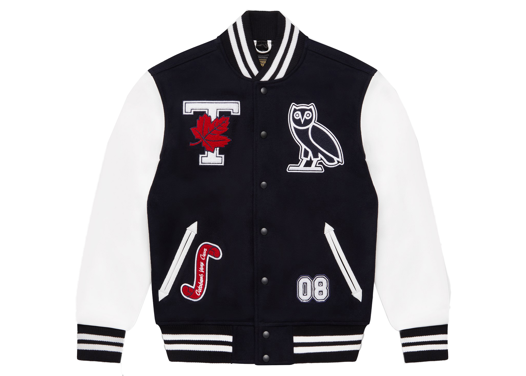 streetwear OVO x University of Toronto Varsity Jacket Navy