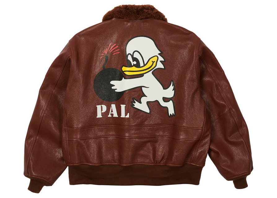streetwear Palace Leather Flight Jacket Brown
