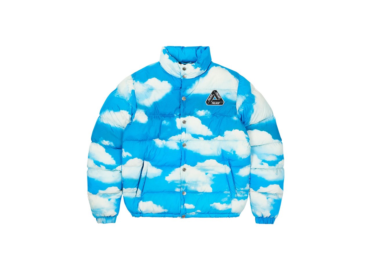 streetwear Palace Moschino Puffa Jacket Blue Cloud