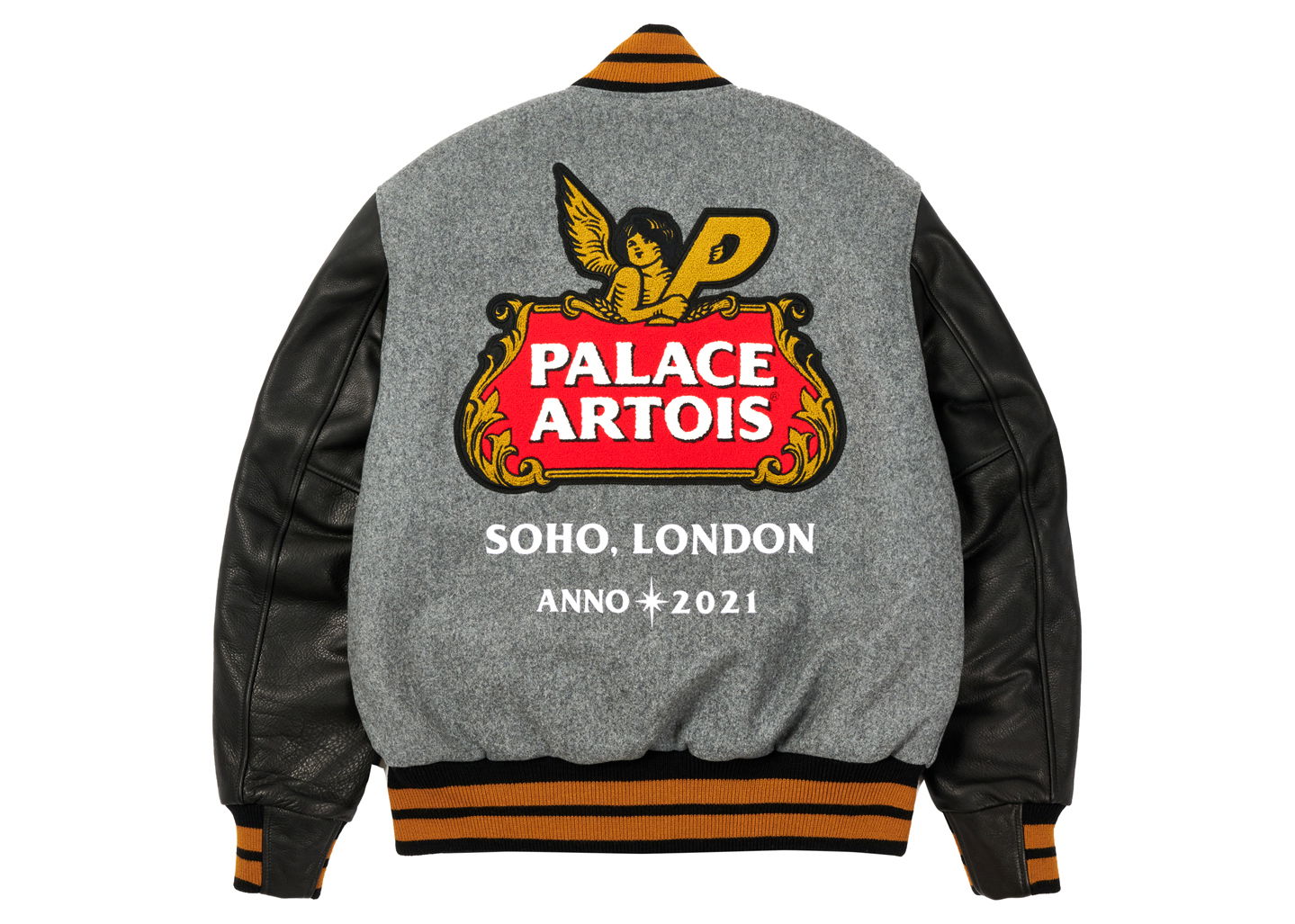 streetwear Palace x Stella Artois Wool Stadium Jacket Grey/Black