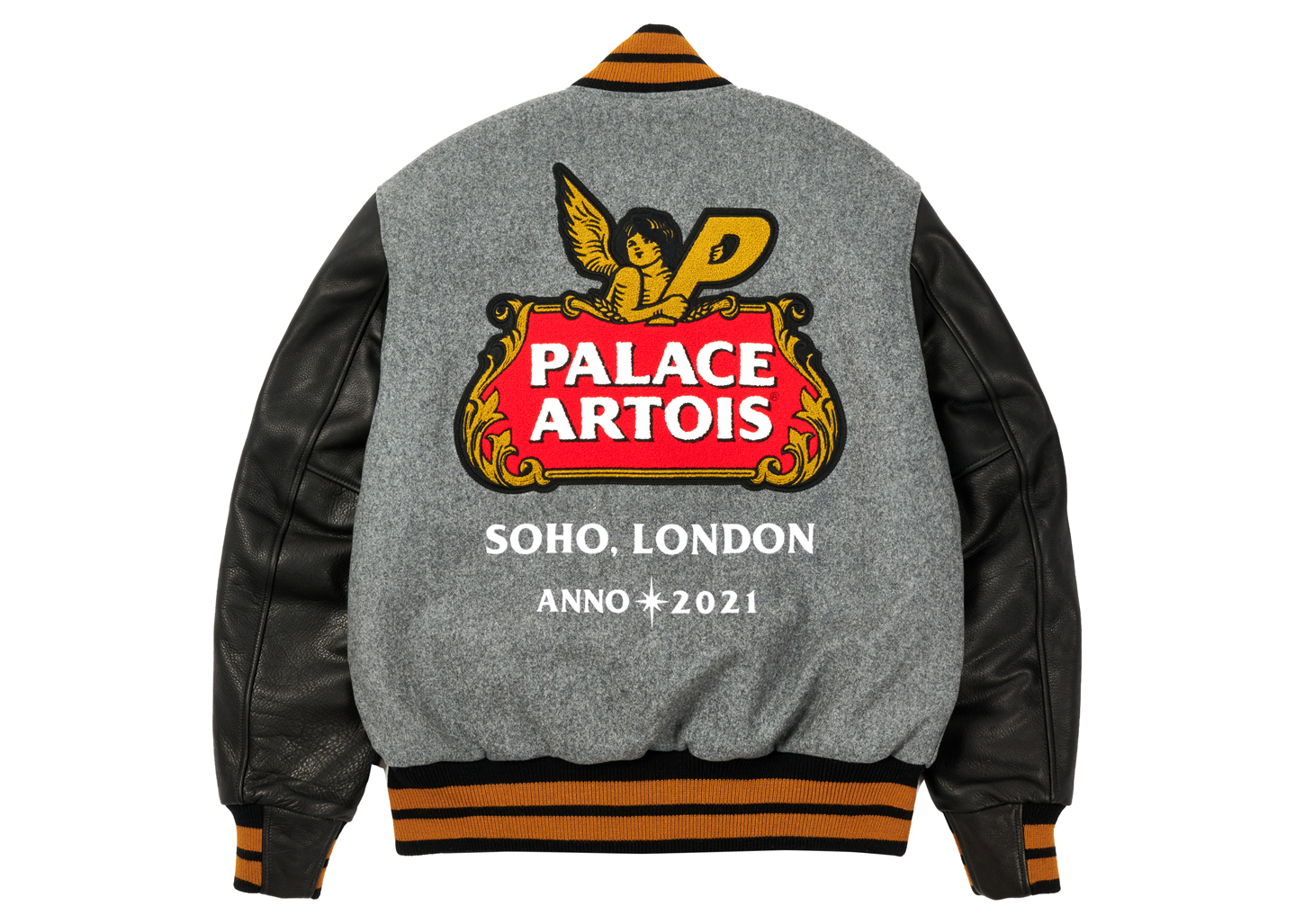 streetwear Palace x Stella Artois Wool Stadium Jacket Grey/Black