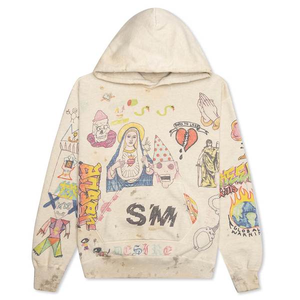 streetwear Saint Michael Graffiti Hoodie Gray
