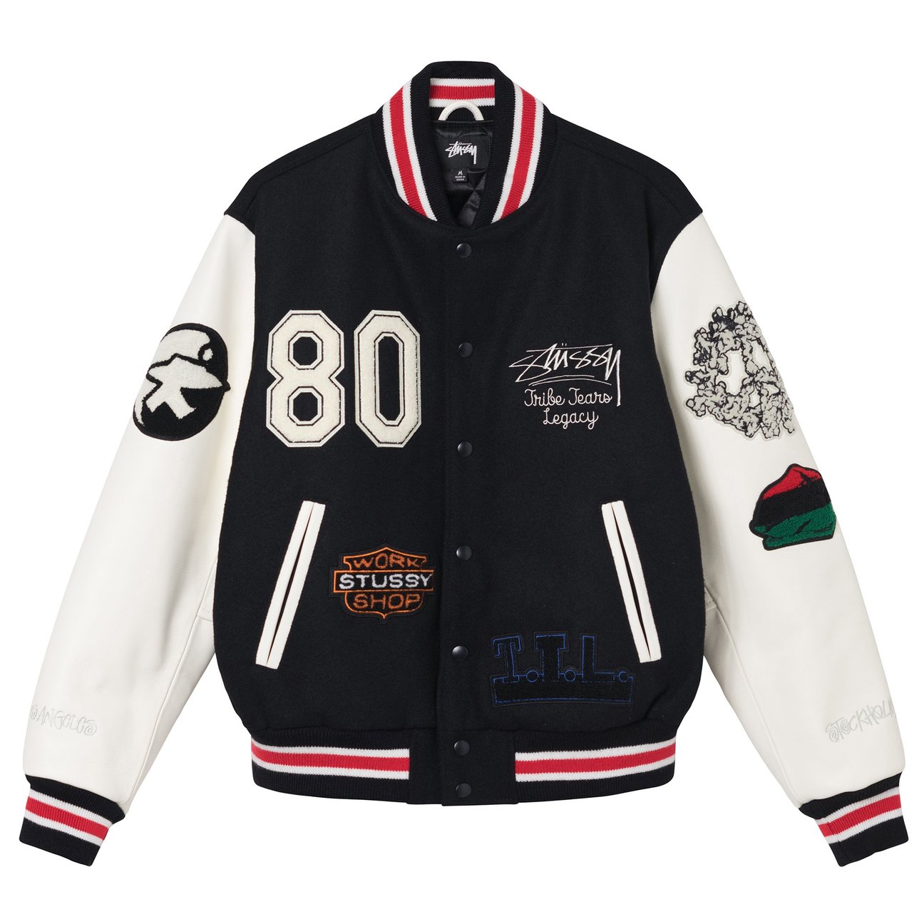 streetwear Stussy x Denim Tears X Our Legacy TTL Varsity Jacket Black/White