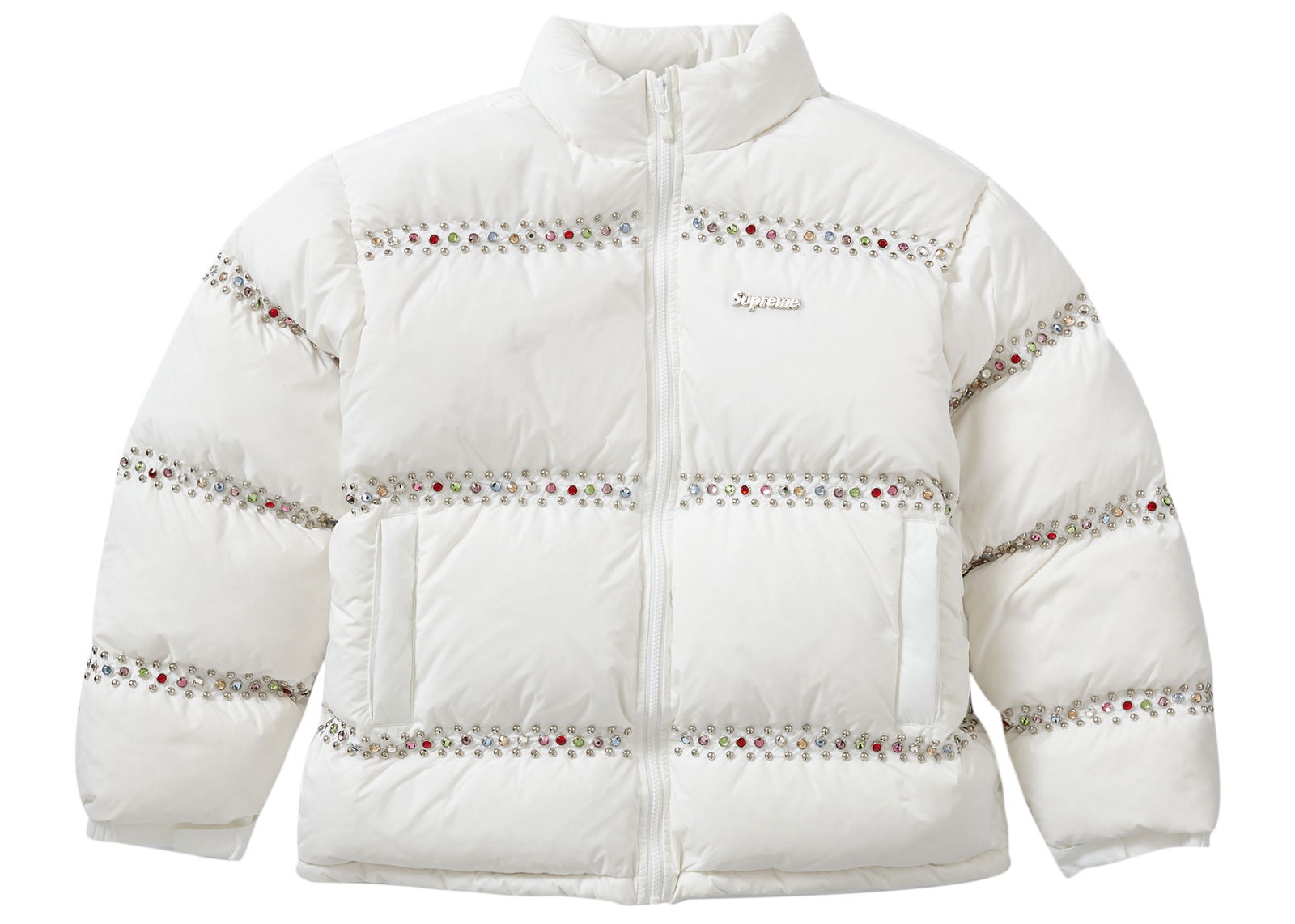 streetwear Supreme B.B. Simon Studded Puffer Jacket White