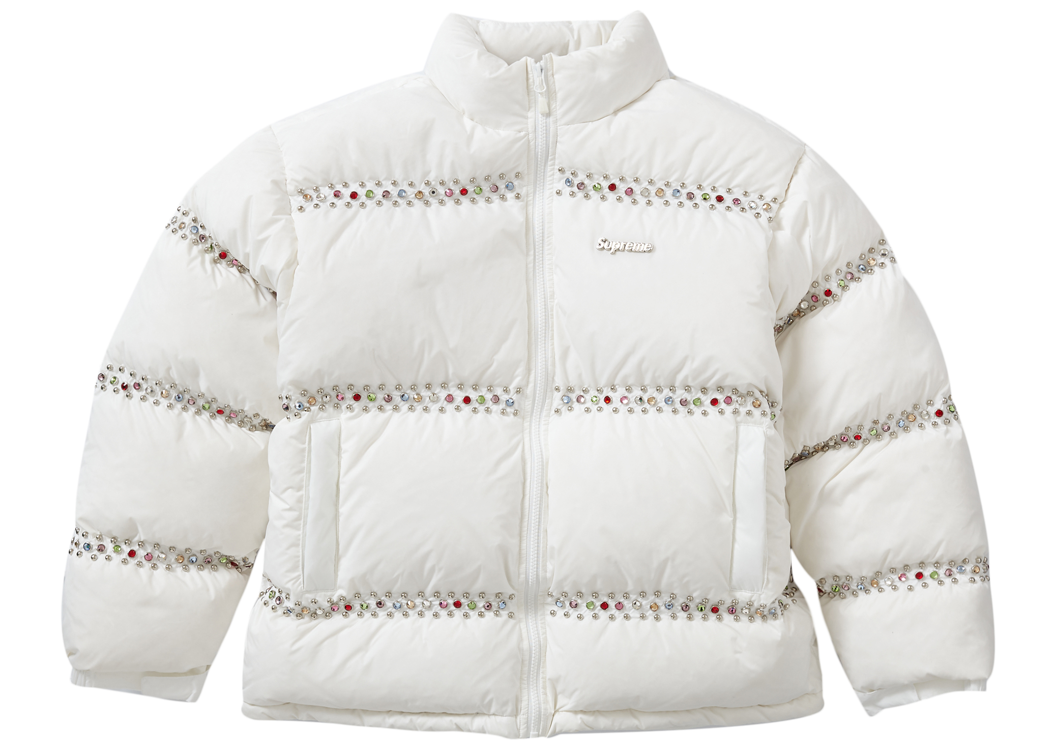 streetwear Supreme B.B. Simon Studded Puffer Jacket White