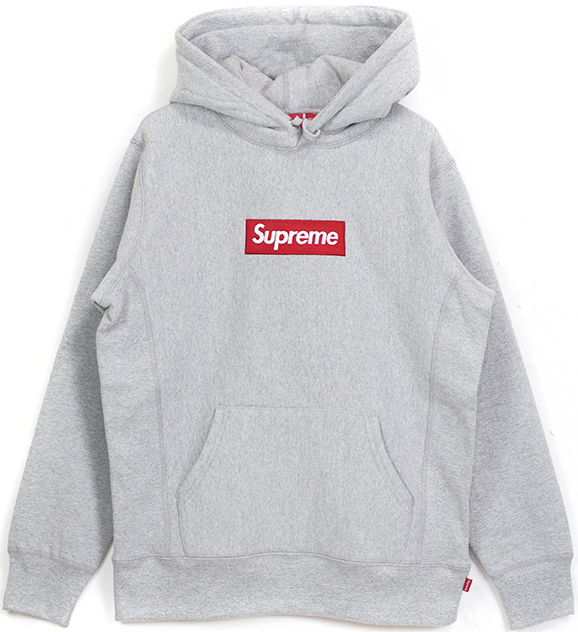 streetwear Supreme Box Logo Pullover Hoodie Heather Grey