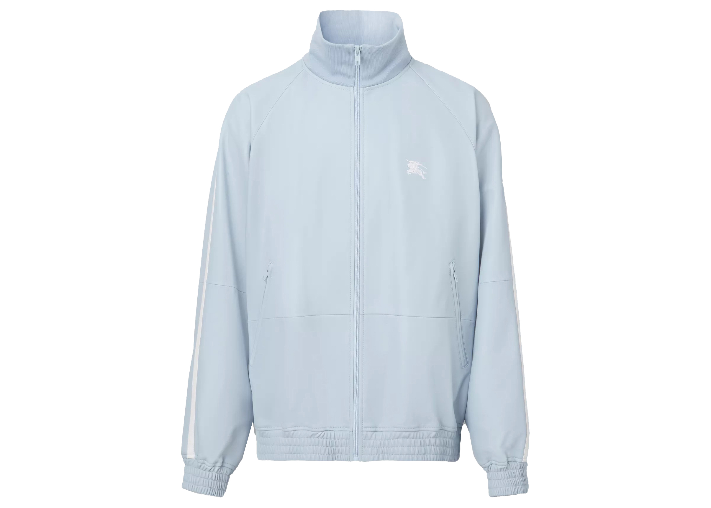 streetwear Supreme Burberry Embroidered Logo Lambskin Funnel-neck Jacket Pastel Blue