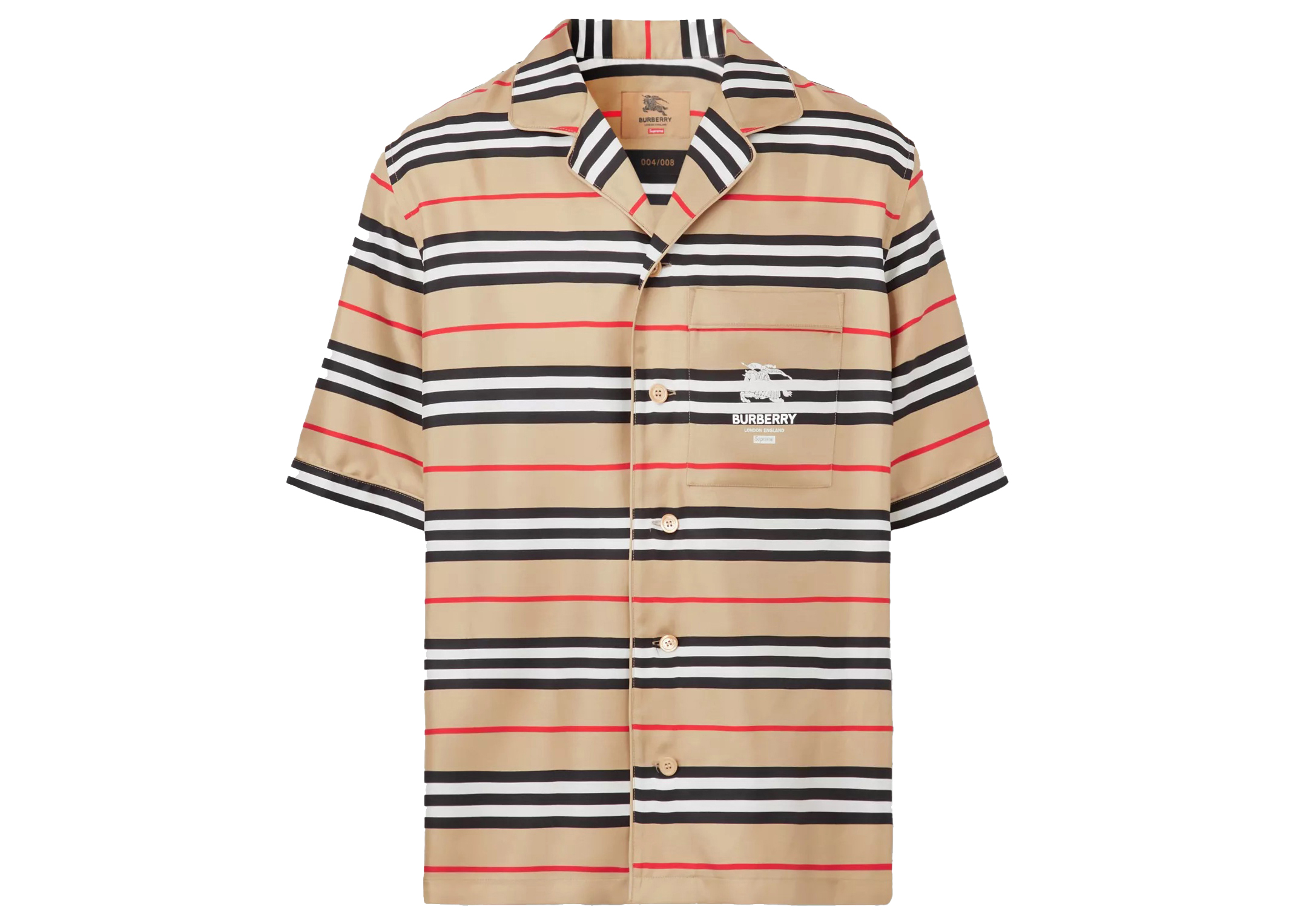 streetwear Supreme Burberry Icon Silk Pajama Shirt Archive Beige