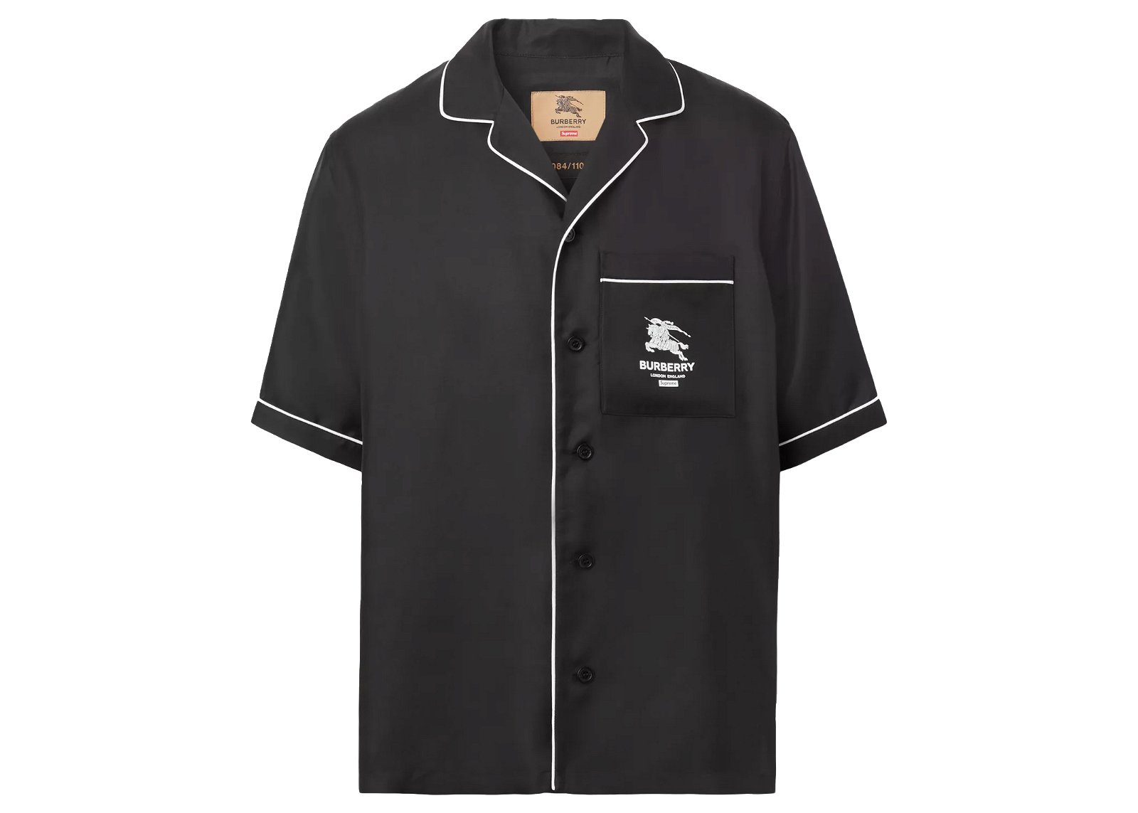 streetwear Supreme Burberry Icon Silk Pajama Shirt Black