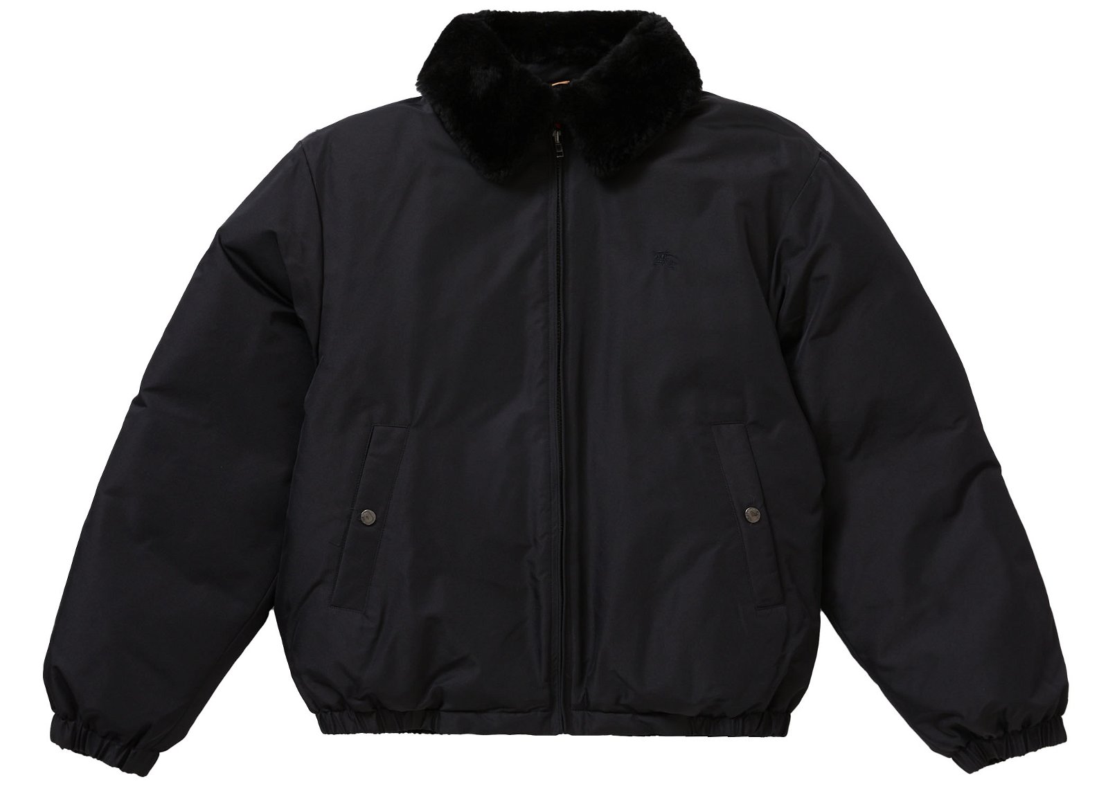 streetwear Supreme Burberry Shearling Collar Down Puffer Jacket Black