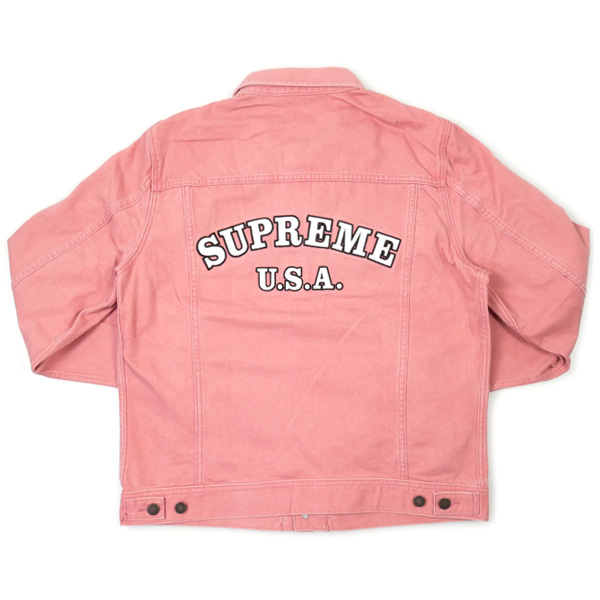 streetwear Supreme Denim Trucker Jacket Pink