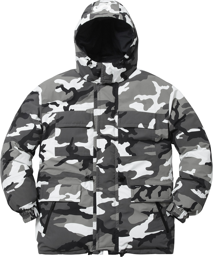 streetwear Supreme Downtown Down Parka Snow Camo