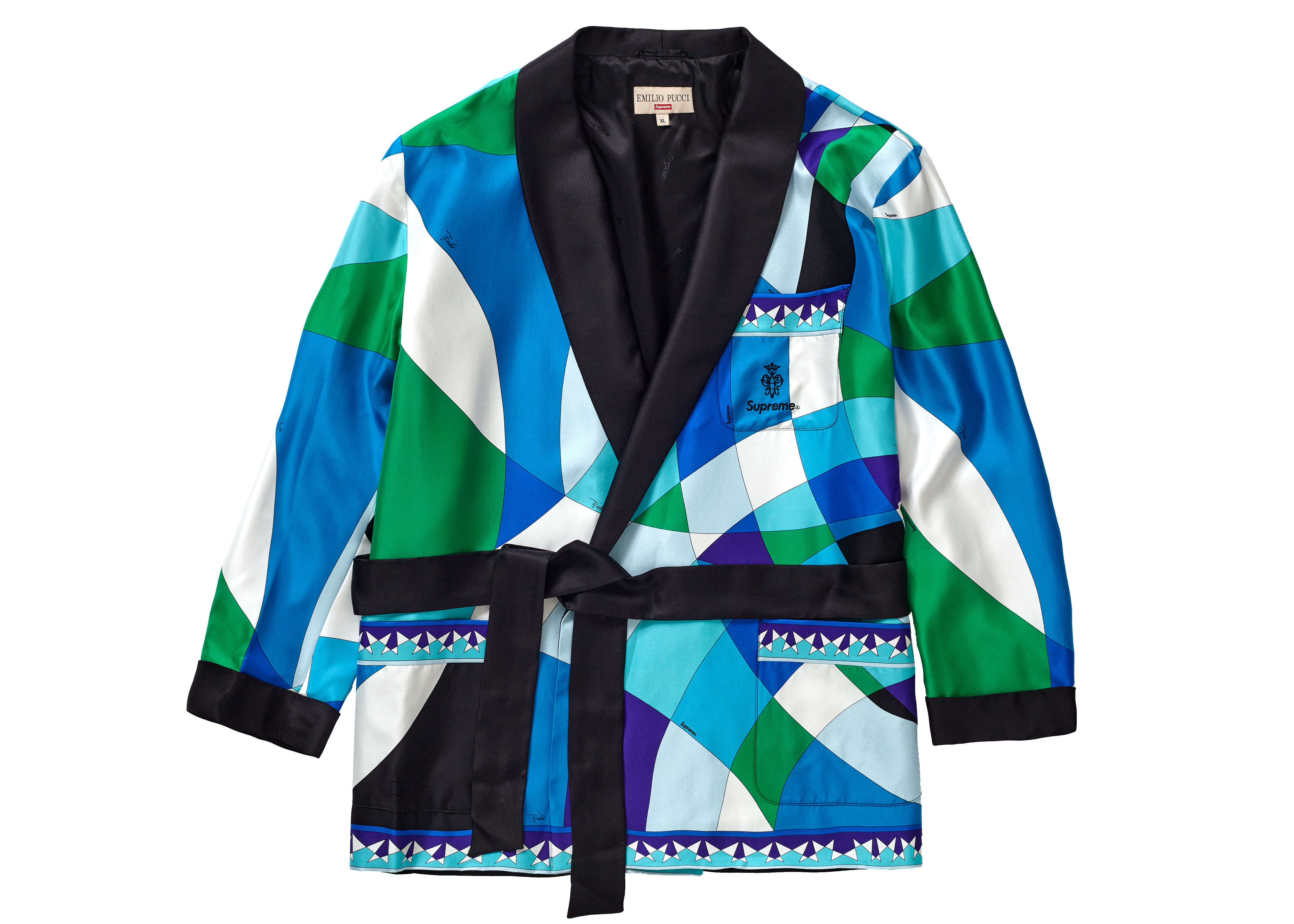 streetwear Supreme Emilio Pucci Silk Smoking Jacket Blue