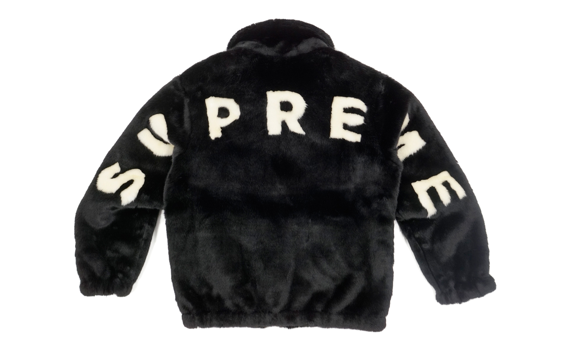streetwear Supreme Faux Fur Bomber Jacket Black