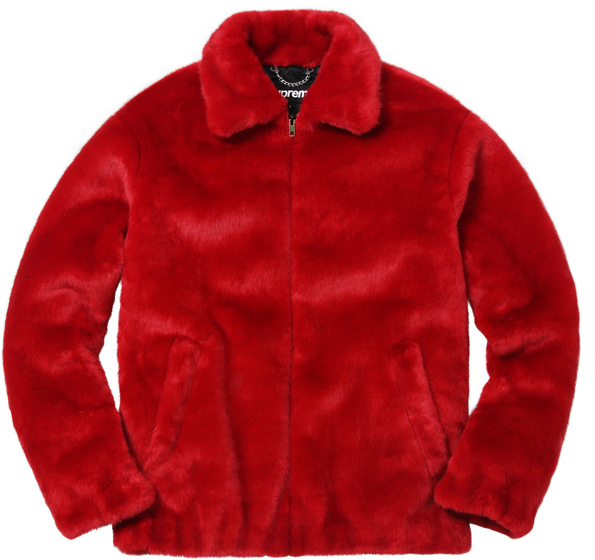 streetwear Supreme Faux Fur Bomber Jacket Red
