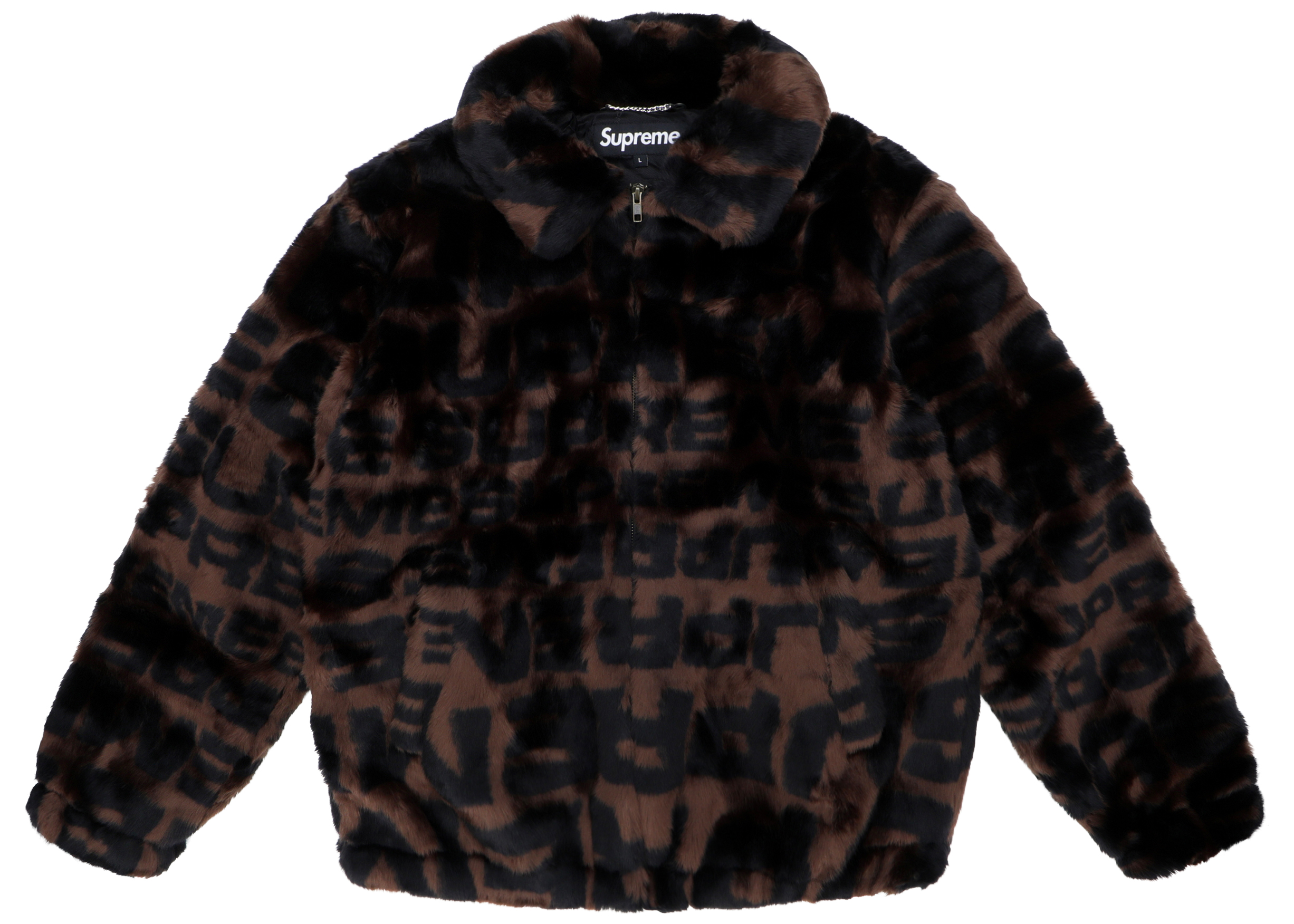 streetwear Supreme Faux Fur Repeater Bomber Brown