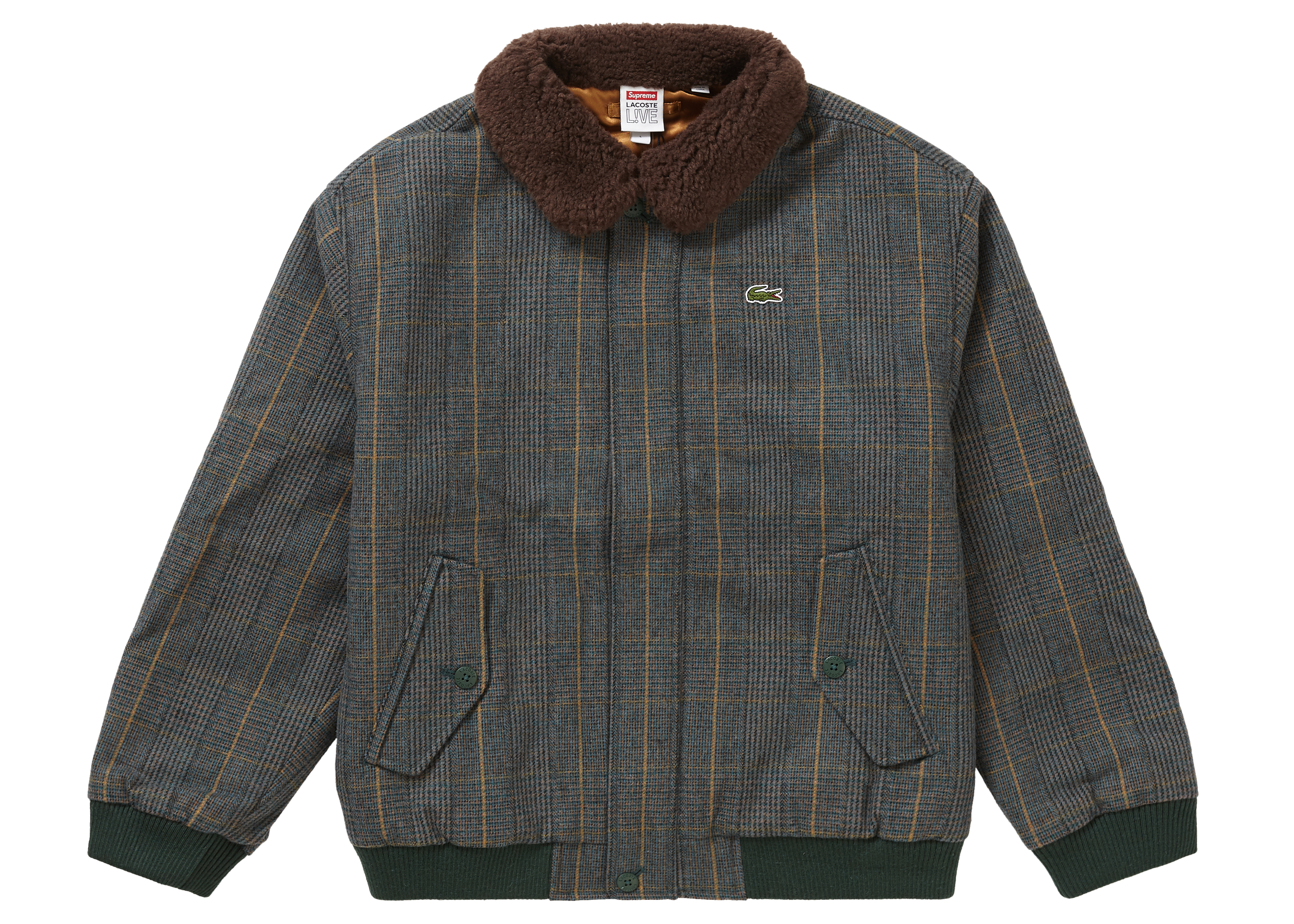 streetwear Supreme LACOSTE Wool Bomber Jacket Plaid