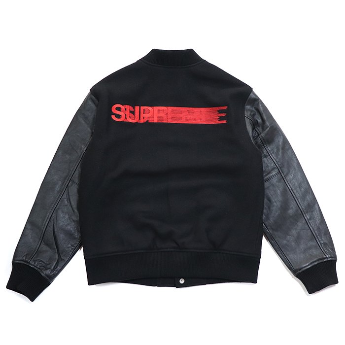 streetwear Supreme Motion Logo Varsity Jacket Black